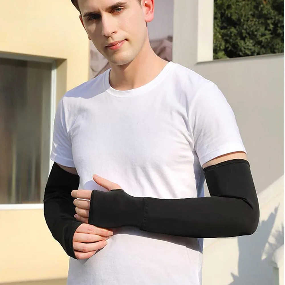 Ice InjArm-Manchette de bras de sport sans doigts pour hommes et femmes, manches d'été, crème solaire, couverture, extérieur, anti-UV, cyclisme, conduite, gants longs