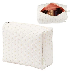 GGXZ009 Makeup Bag Cosmetic Case Cute Bears Storage Organizer with Handle Japanese Aesthetic Zipper Toiletry Bag Beige