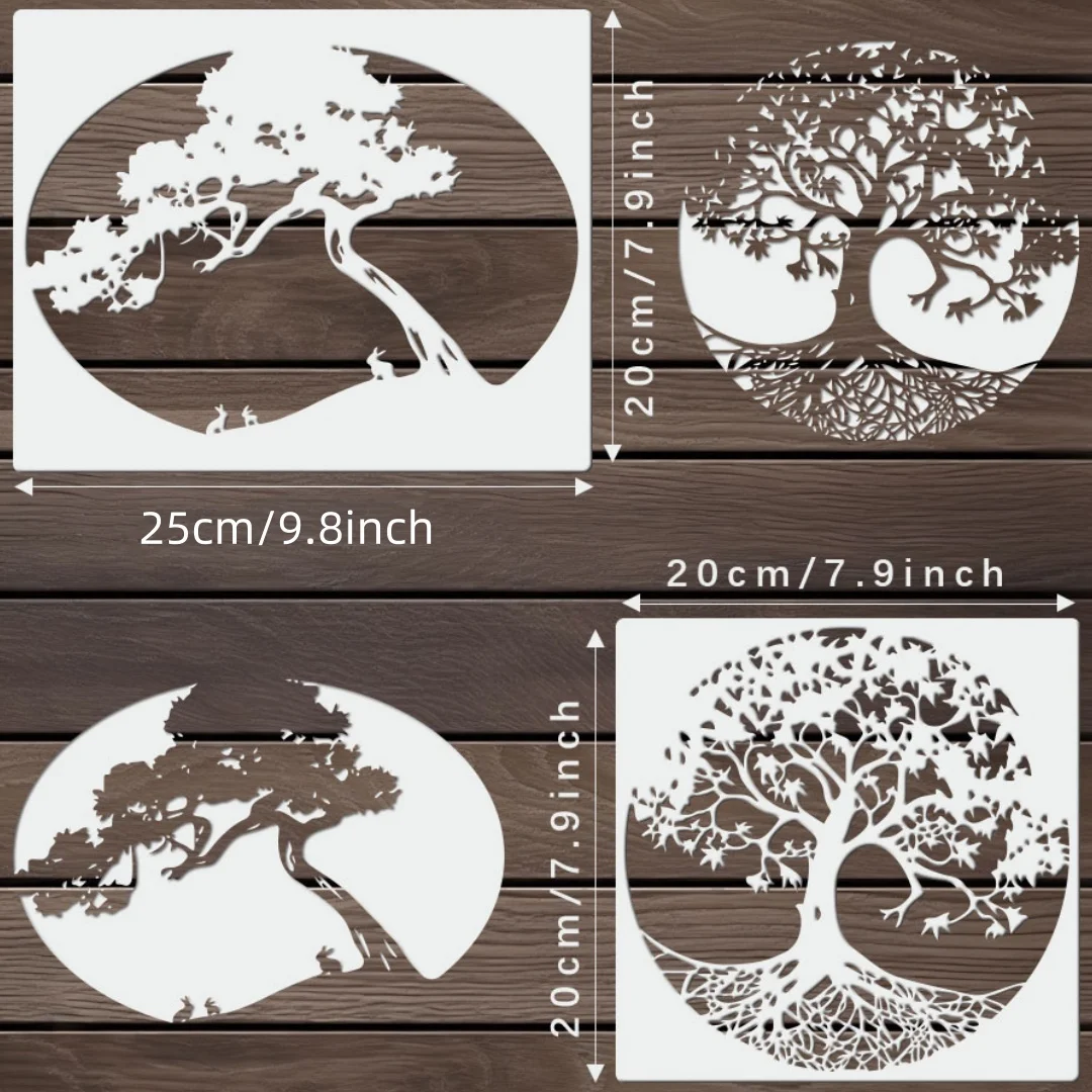 مجموعة من 6 قوالب رسم بلاستيكية بتصميم شجرة الغابات، أدلة فنية سهلة الاستخدام للمشروعات الإبداعية
