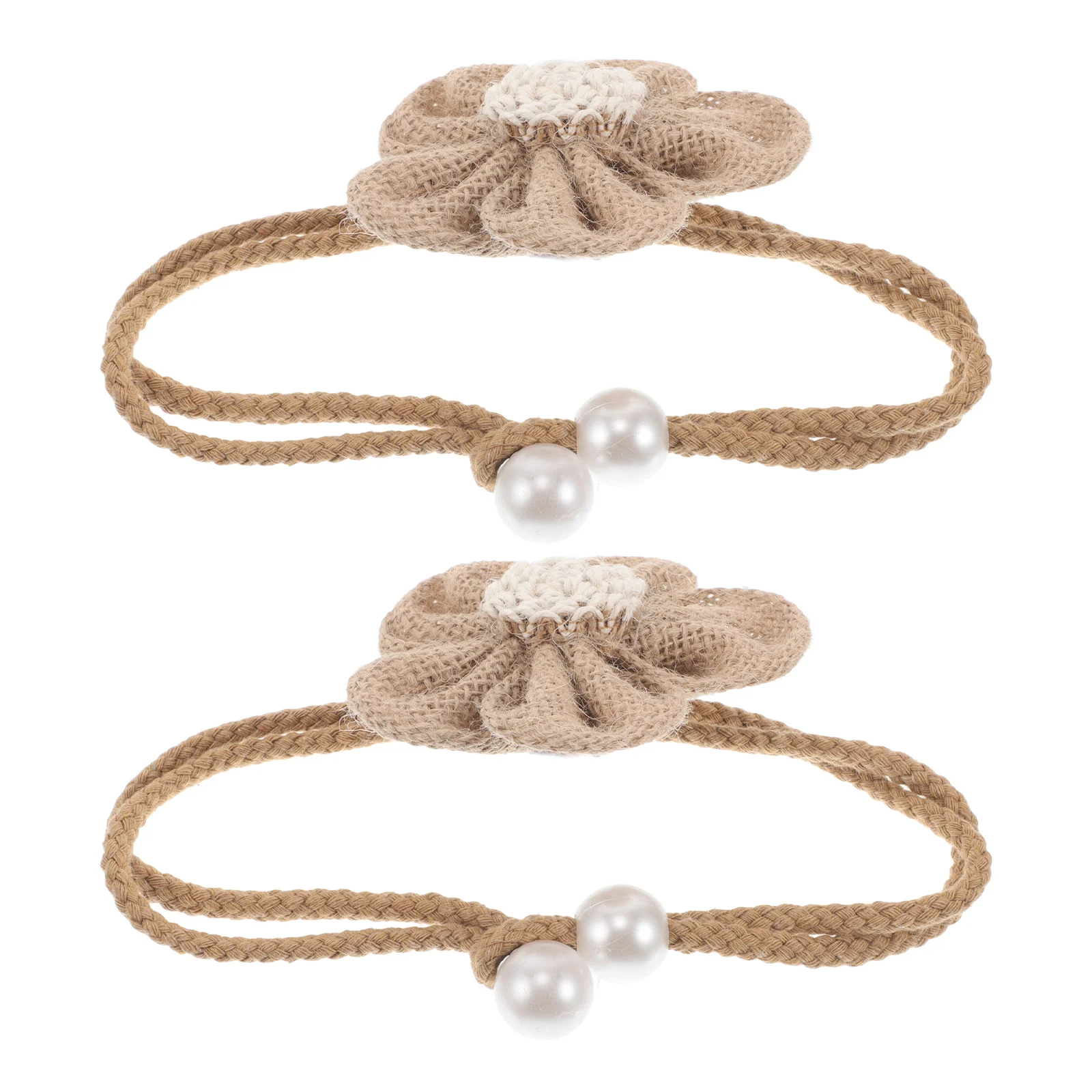 

2pcs Flower Curtain Tiebacks Adjustable Decorative Sunflower Cotton Rope Ties Boho Style Window Holdbacks Pastoral Aesthetic