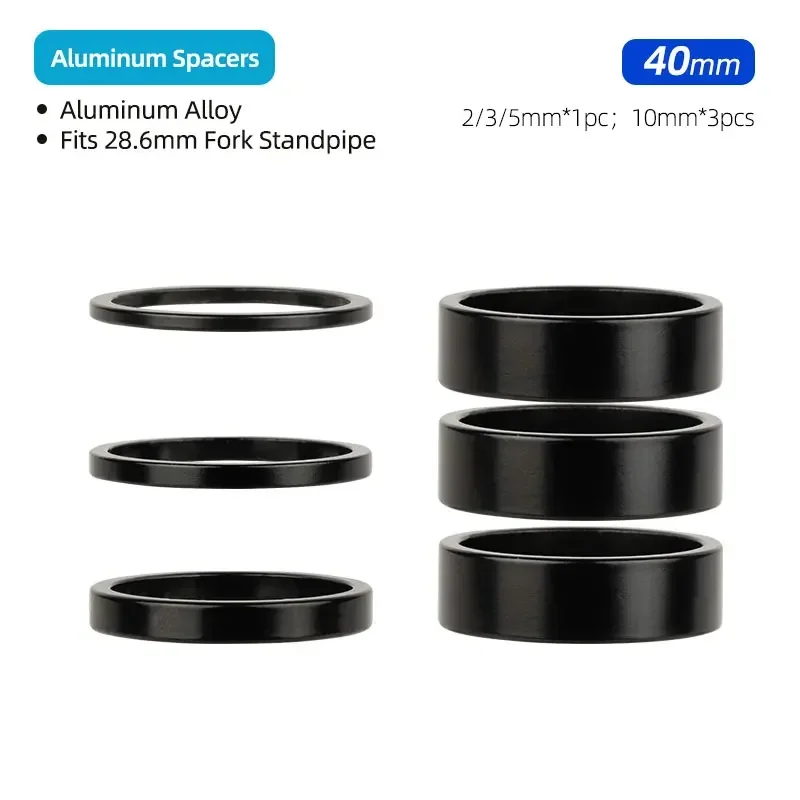 Aluminium-Abstandshalter 1-1/8 Zoll 28,6 mm Fahrrad-Vorderradgabel Standrohr Headset Vorbau Legierung Unterlegscheibe Multi-Size-Höhenlenker Rise-up-Einstellung
