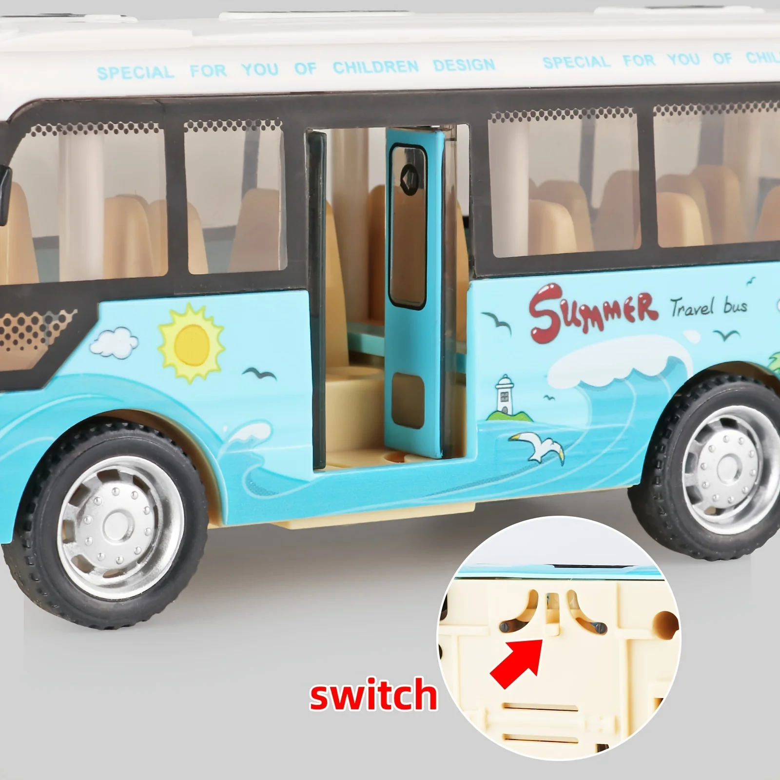 1 Stück Kinder zurückziehen Bus offene Tür Bus Modell Spielzeug auto mit Ton und Licht, Größe passen einfach zu spielen, perfektes Weihnachts geschenk für Baby