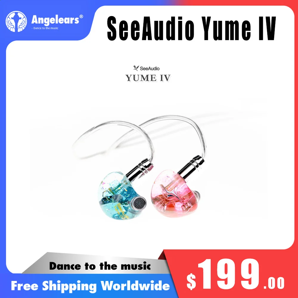 SeeAudio Yume IV 2BA Hybrid Driver Hifi In-Ear Headphones Music IEM Wired Earphones 2pin 3.5mm Detachable Cable