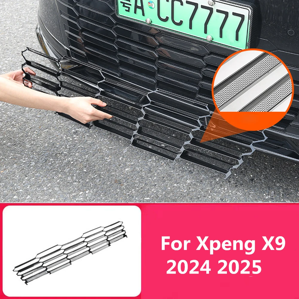 For Xpeng X9 2024 2025 Integrated Insect Screen Intake Grille Protective Cover Modification Special Decorative Automotive Parts