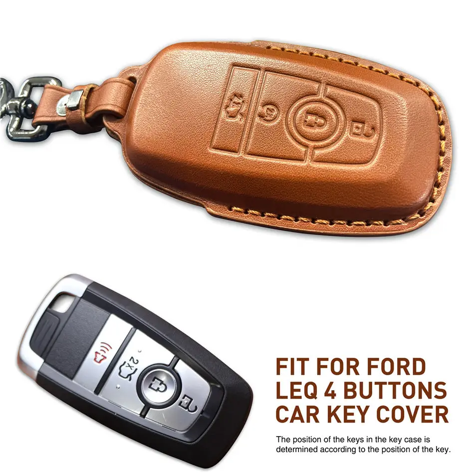 Car Key Cover Genuine Leather for Ford Bronco 2020-2022 Key Case for Car Interior Decor Accessories Car-styling