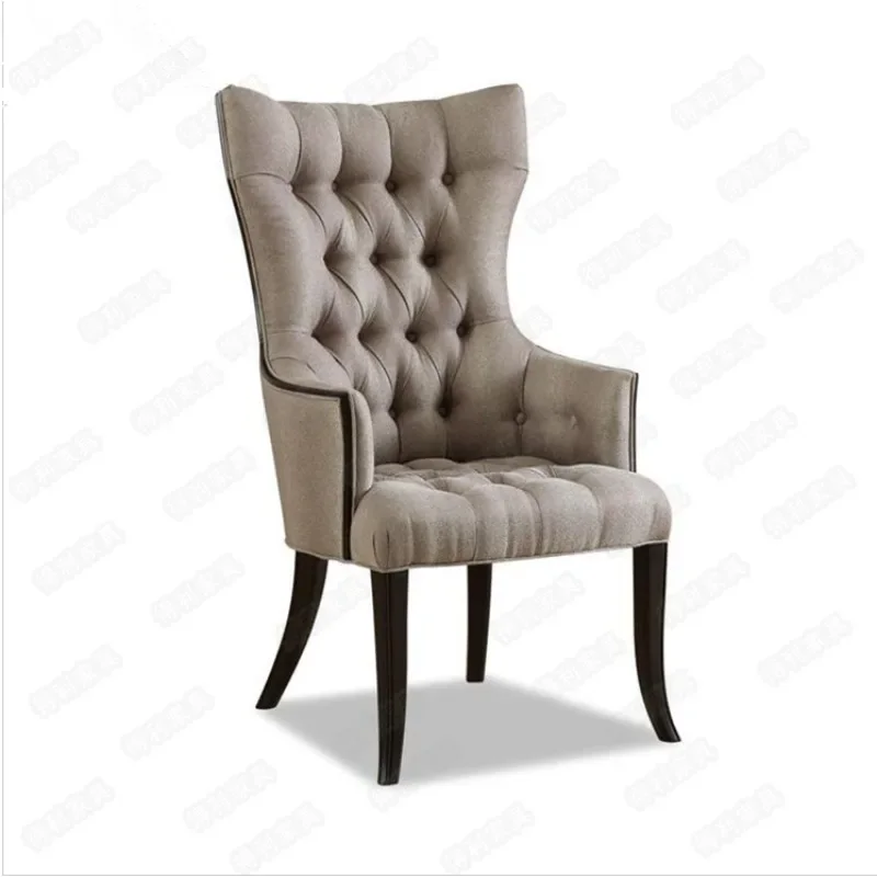 

American Fabric Dining Chair Hotel Solid Wood Dining Cr Study Book ir High Back Style Leisure Computer