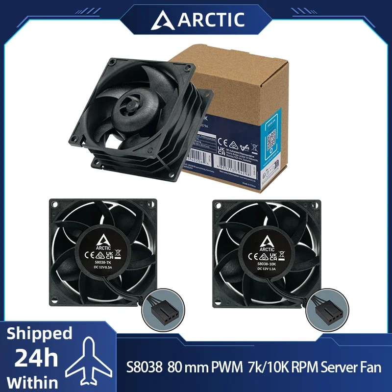 

ARCTIC S8038-7K/10K Server Fan 80x80x38mm Max Speed 7000/10000 RPM PWM Regulated 4-Pin Connector 12V DC Rack Cooling Fan