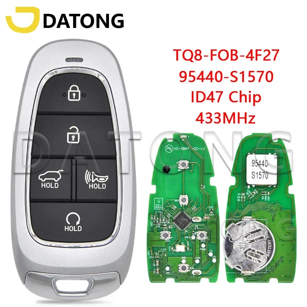 Datong World Car Remote Control Key For Hyundai Santa Fe 2021 2022 95440-S1570 TQ8-FOB-4F27 ID47 Chip 433MHz Promixity Card