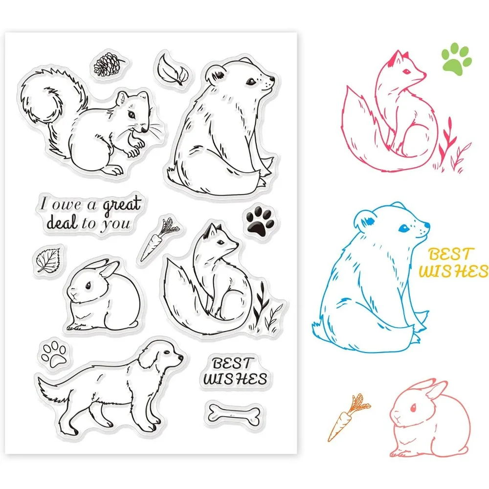 Lovely Forest Animals Clear Stamps Silicone Transparent Stamp for Card Making Decoration and DIY Scrapbooking