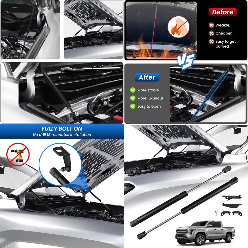 

Hood Struts for Toyota Tacoma 2024 2025+ and 4Runner 2025+, Hood Lift Support No Drill Front Gas Springs Shocks Compatible with