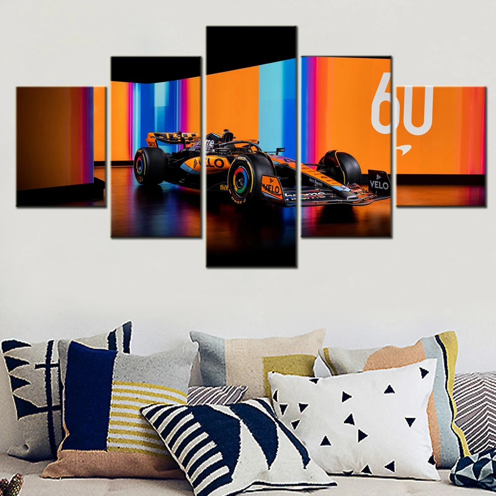 

5 Pieces Canvas Wall Arts Poster Painting Super Cool Racing Formula Cars Wallpaper Home Decor Picture Print Living Room Mural