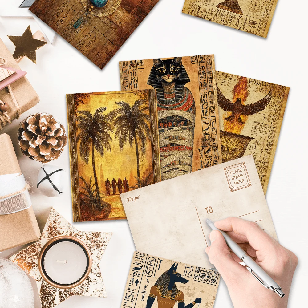 32 Stück ägyptische Vintage-Postkarten, altes Ägypten-Zivilisationsthema, Schlafzimmerdekoration für den Innenbereich, Wandaufkleber, Grußkarten, Erinnerung an den Armenien – Detail 2