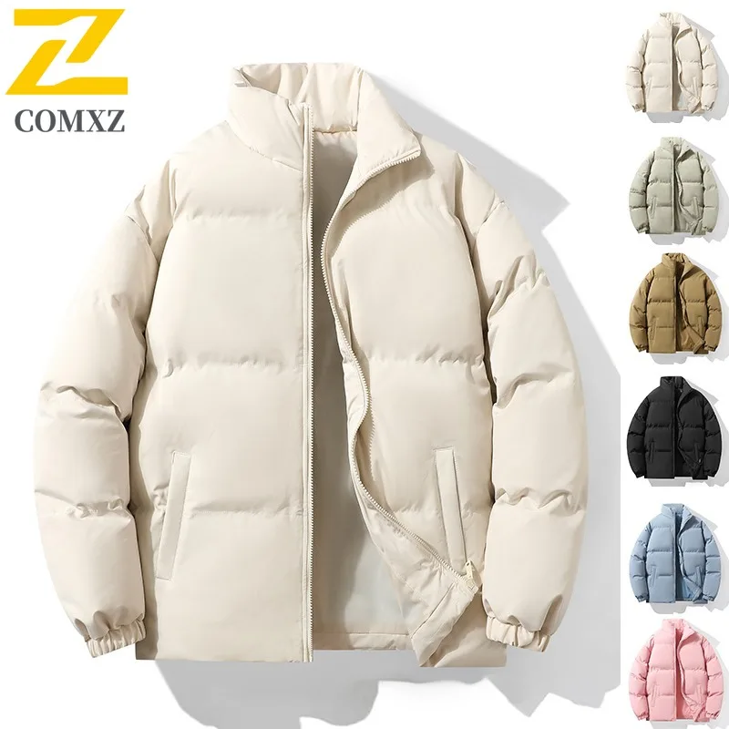 

COMXZ модная мужская стеганая куртка с воротником-стойкой, утепленная теплая парка для езды на велосипеде, повседневная легкая зимняя одежда в повседневном стиле