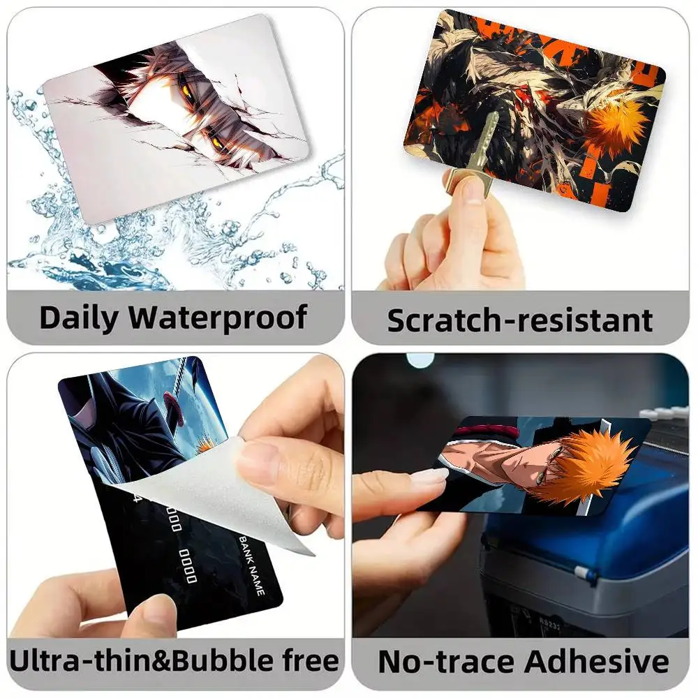 Anime B-Bleach-ES I-Ichigo Kurosaki  Credit Card HD Stickers Small Chip Waterproof Sticker Game Card Decal Gift