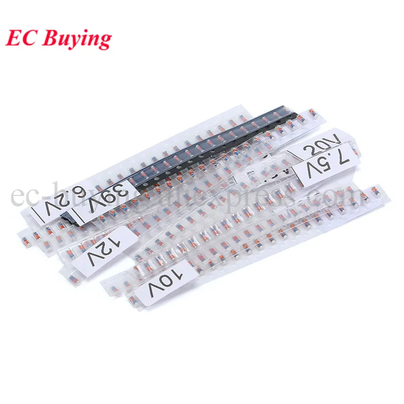 280Pcs-55Pcs Zener Diode Assorted Kit DIY SMD DIP 3V~39V 3V-9.1V 10V~56V 1W LL34 1206 ZMM SM Electronic Components Package Suit