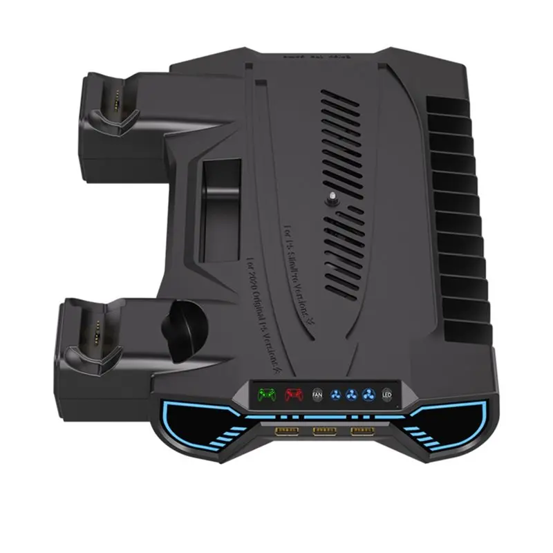 

Охлаждающая подставка IDUD для PS5 Slim/PS5 Pro с зарядной станцией для контроллеров, 3-скоростным вентилятором и крючком для наушников