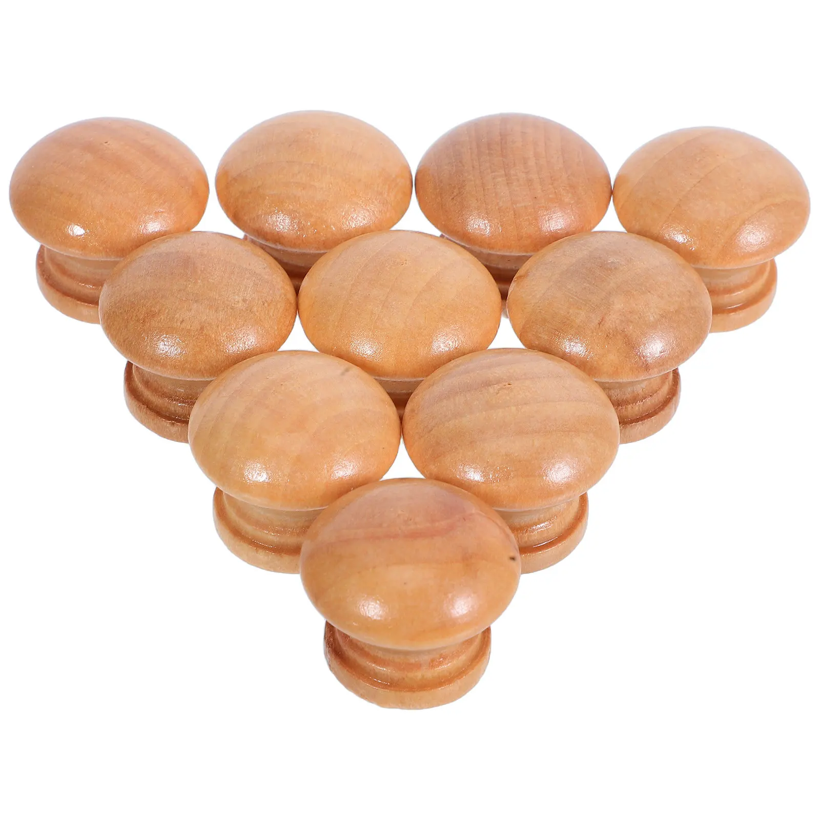 10Pcs Wood Cabinet Knobs Mushroom Shape Natural Finish Round Drawer Pulls for Dressers Cabinets Bookshelves Closets Kitchen