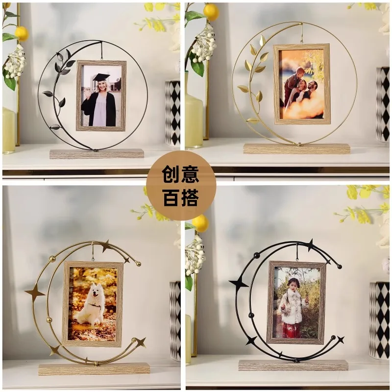 الشمال الإبداعية إطار صور الحديثة مصمم الحديد الفن الوجهين إطار صور فاخر زوجين هدية ديكور المنزل كادر صور FYP