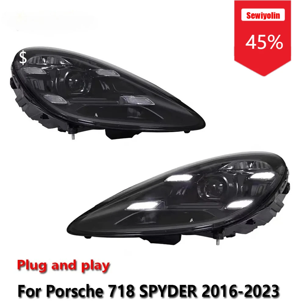 

Автомобильные светодиодные фары Sewiyolin в сборе для Porsche 718 SPYDER 2016-2023, противотуманные фары DRL, стоп-сигнал, указатель поворота Plug and Play