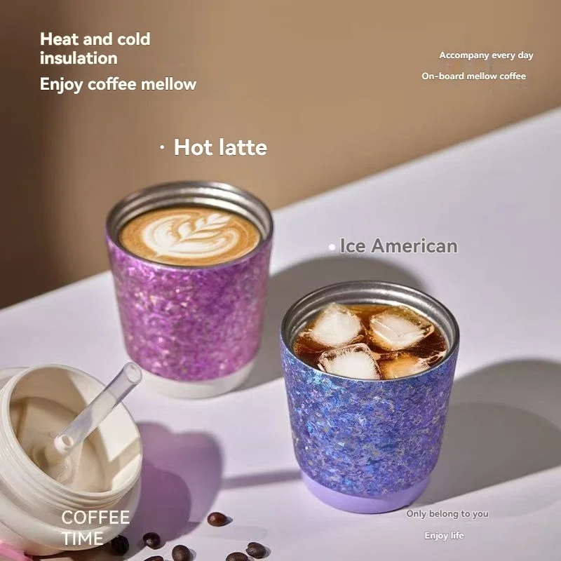 220ML Fashion Mini Pure Titanium Thermal Mug Insulated Cup Office and Home Tumbler Outdoor Sports Water Bottle Coffee Cup Women