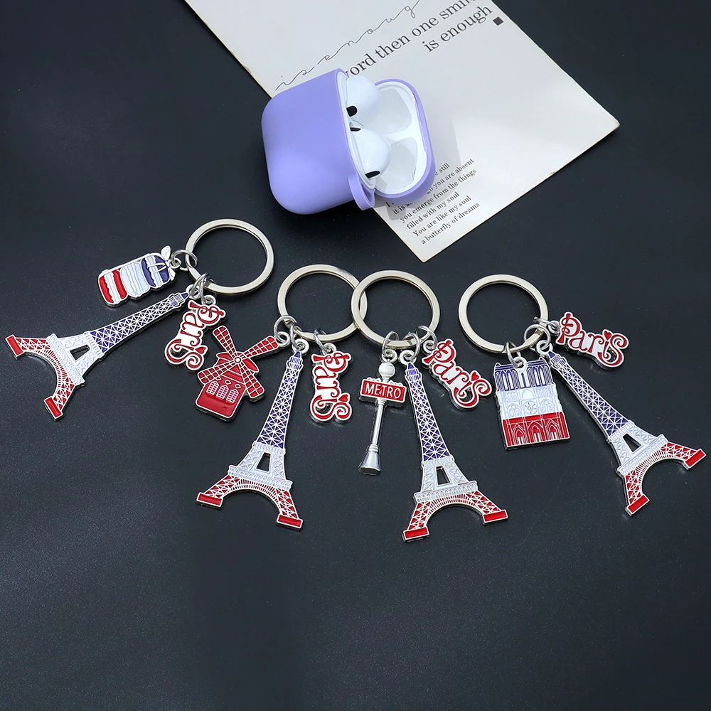 LLavero creativo de la Torre Eiffel, colgante de Metal de París Metro Arco de Triunfo, adorno para bolso, llavero, accesorios de baratija para coche
