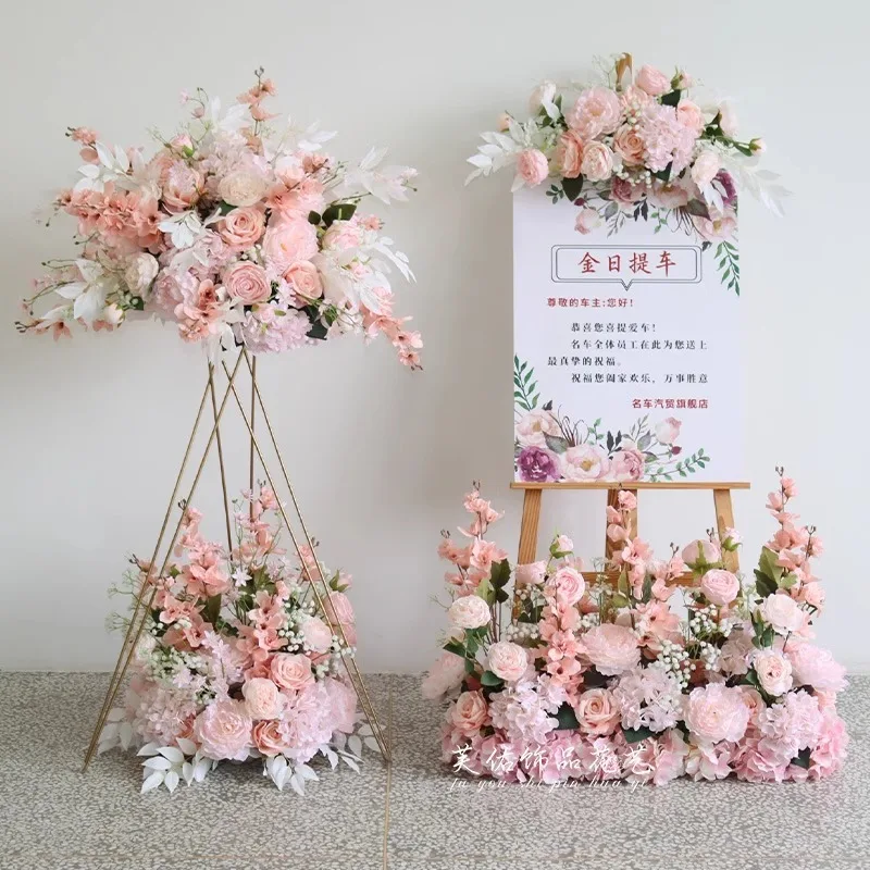 Custom Large Flower Ball Centerpiece Silk Rose Blush Pink Flower Ball Wedding Table Decor Factory Wholesale
