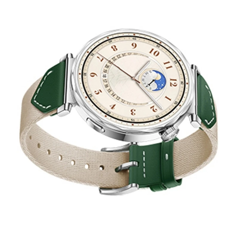 Leather & Nylon Woven Strap Woven Band Elegant Leather Nylon Blend Watchband Elegant Strap Watch Accessories for GT5  D2RC