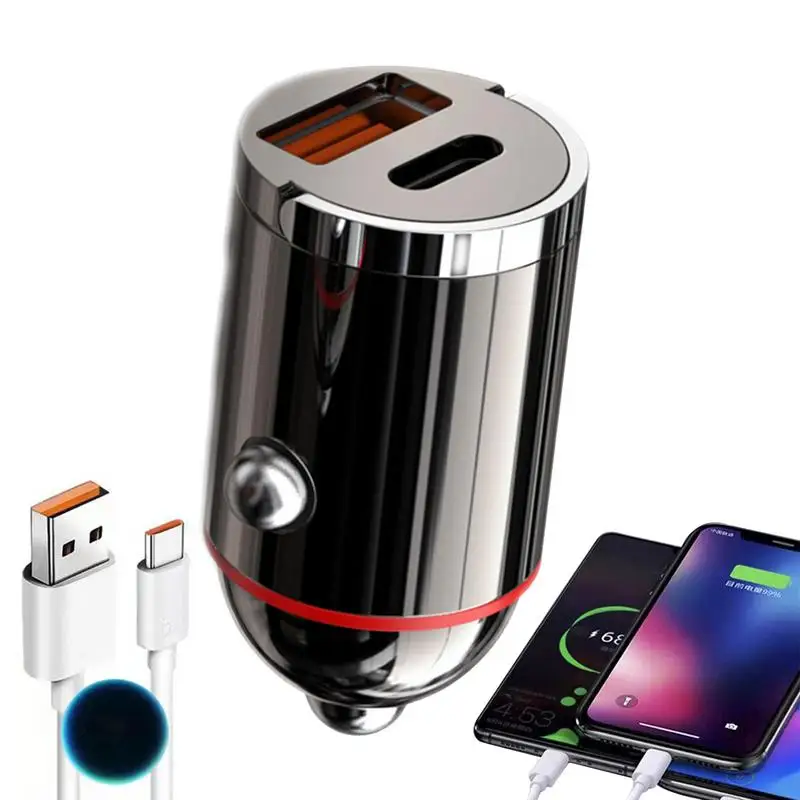 

Car Lighter USB Charger 30W Fast Charging Charger Adapter Small Auto Charger With Overcurrent Protection Metal Car Lighter