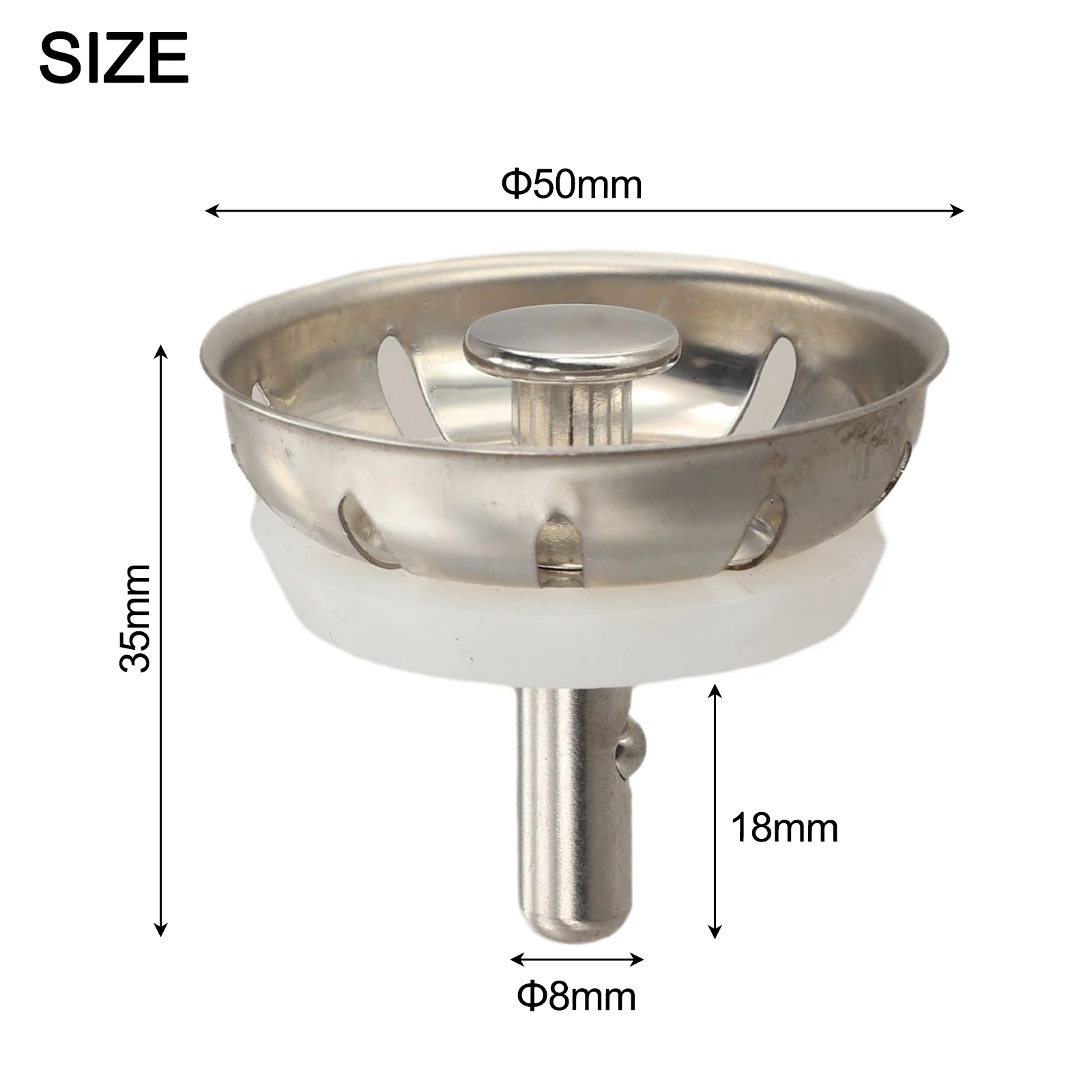 For 50mm Sink Drains Stainless Steel Sink Stopper 304 Stainless Steel Construction Efficient Filtration System