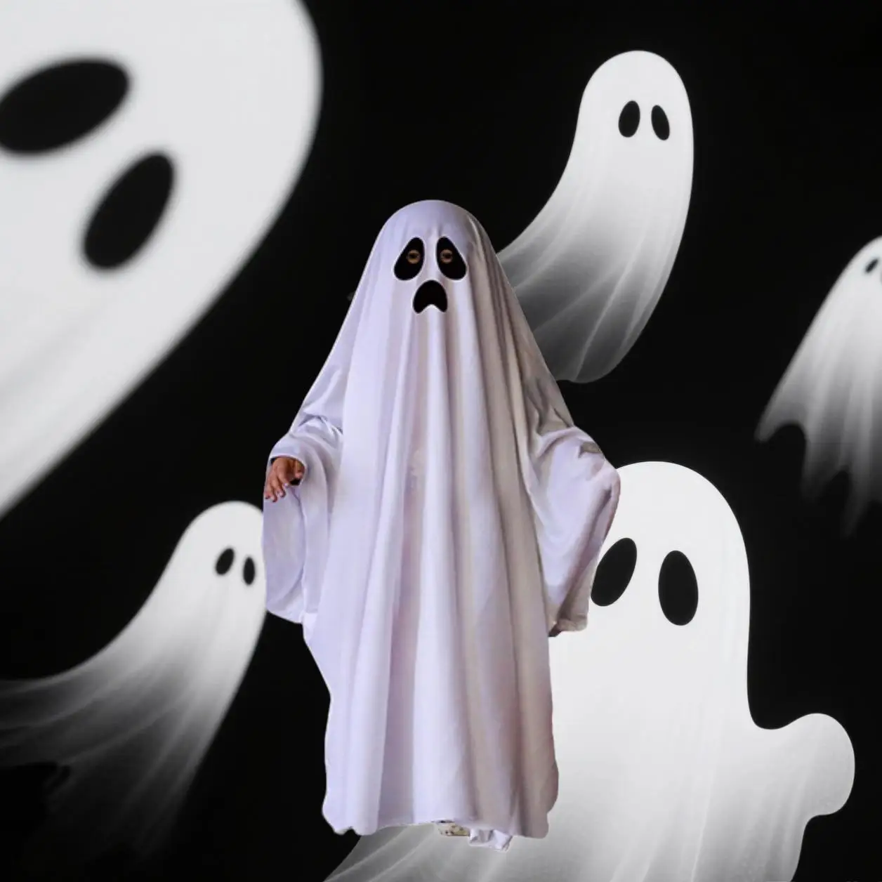 

Белый костюм призрака, плащ для Хэллоуина, маскарадный мяч для взрослых и детей, трансграничный наряд для одежды Superl