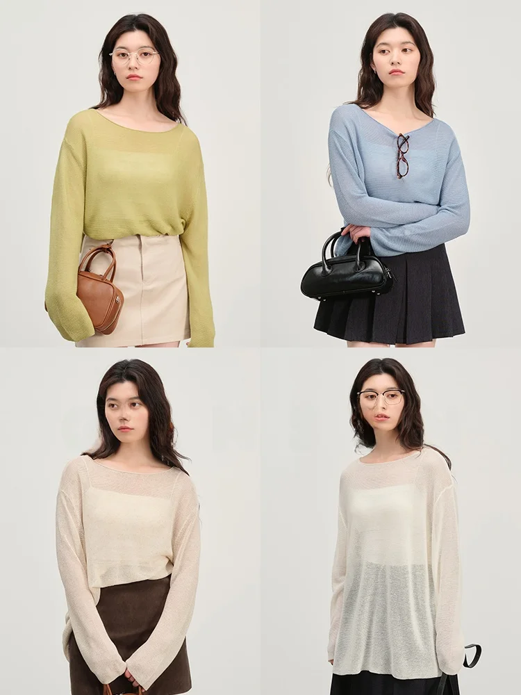 

Gansen Women's Loose Casual Linen irt Hollow out Knitted Top Spring Summer Linen Blend Comfortable Lazy Sle Cover up