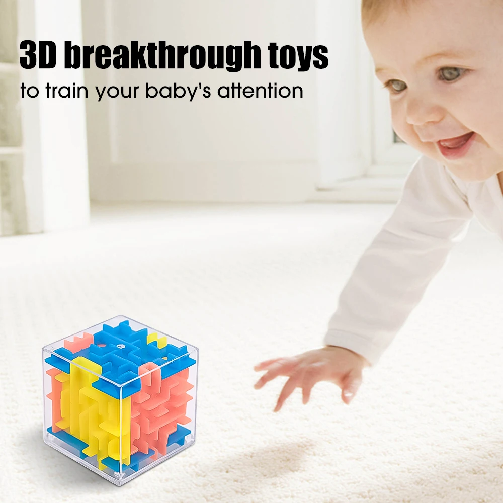 2pcs Kids Puzzle Educational Toys Transparent 3D Walking Bead Three-dimensional Maze Pinball Pressure Relief Mini Round Maze Toy