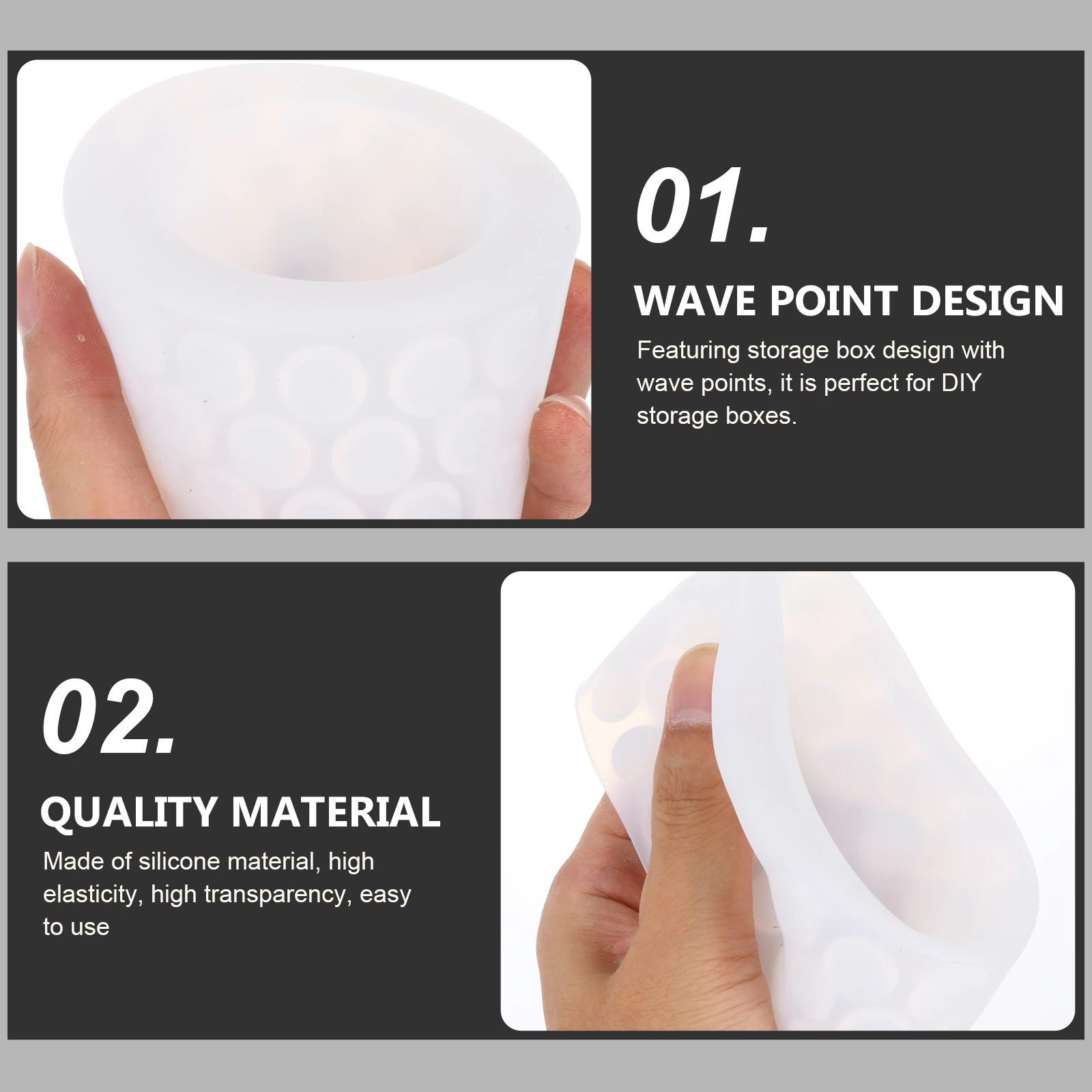 

Silicone Storage Box Mold DIY Epoxy Mould for Jewelry Box H made Craft Wave Point Container Casting Mold Transparent Flexible