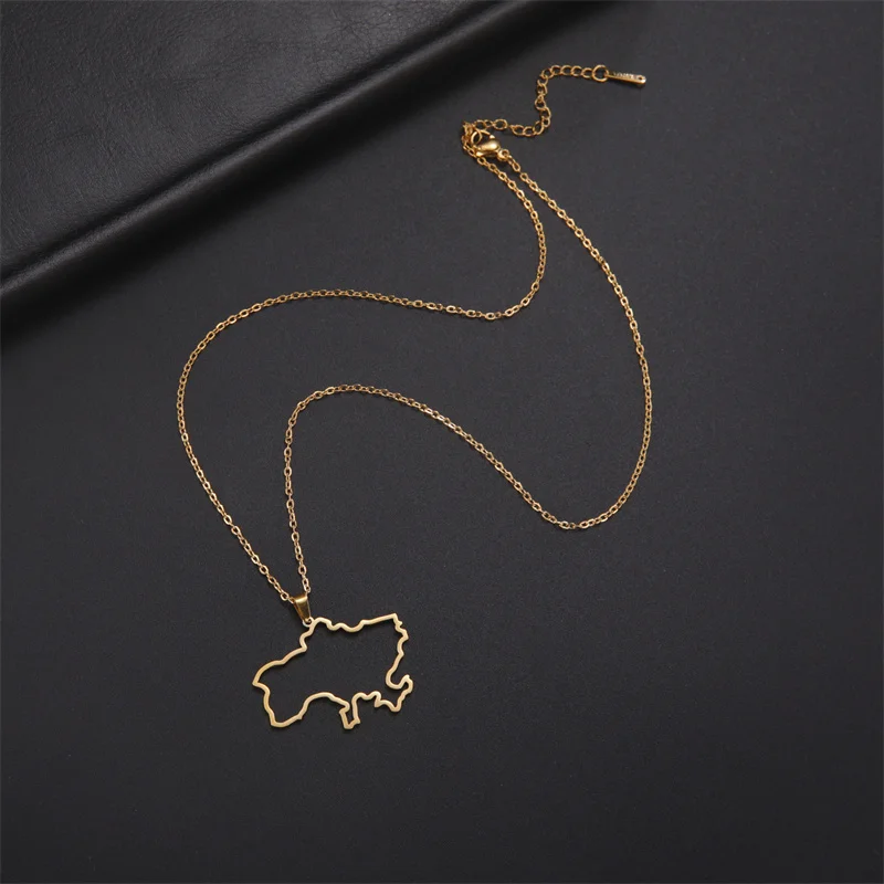 Mode Umriss Ukraine Karte Halskette Kette Halsband Hals Edelstahl Schmuck Ästhetische Halsketten Geschenke accesorios para mujer – Detail 22
