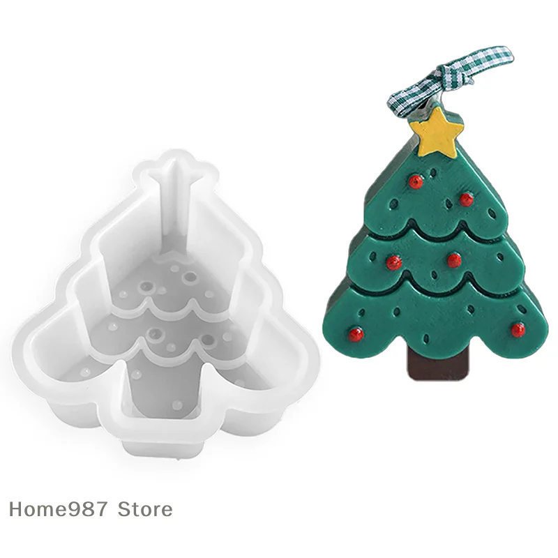 1 Pc Christmas Tree Silicone Mold Christmas Candle Plaster Ornament Handmade DIY Cookie Chocolate Baking Mould