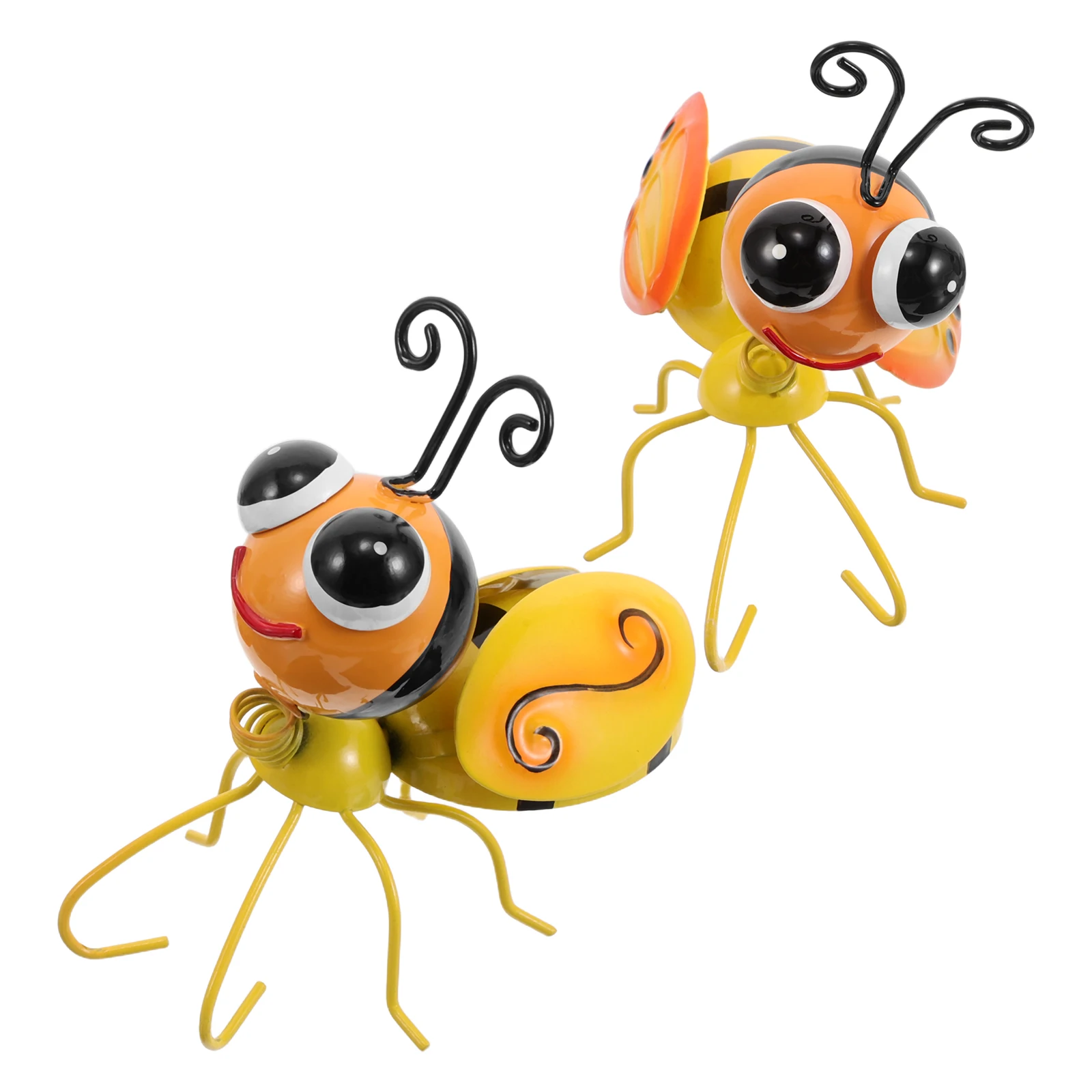 

2 Pcs Wrought Bee Wall Decoration 3d Yard Sculpture Hanging Lawn American Style