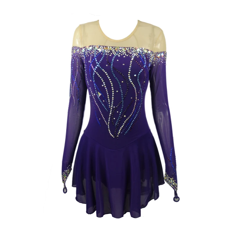 LIUHUO Damen Mädchen Erwachsene Kinder Performance Ballett Rhythmische Gymnastik Wettkampf-Trikot Eiskunstlauf-Kleid Tanz Lila