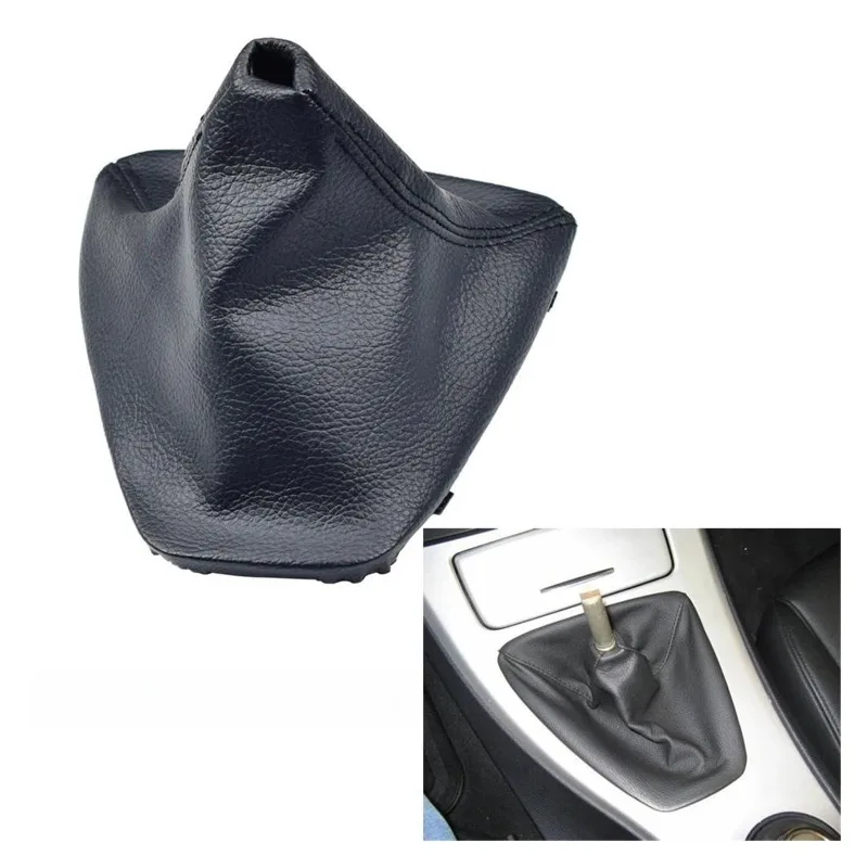 VYL para palanca de cambios de coche, bota de cambio Manual, bota de cuero negro con marco E30 E36 E39 E46 E81 E82 E87 E88 E90 E91 E92 E93