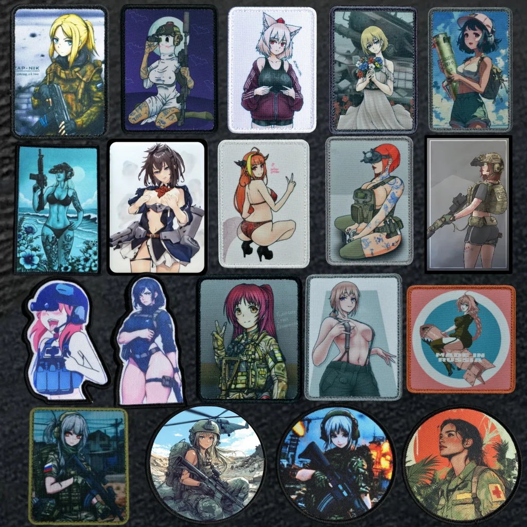 

Manga Chechnya Sexy Girl Russia Tactical Chevron Morale Badge Kiryu Koko Anime Patch Hook&Loop Army Military Backpack Sticker
