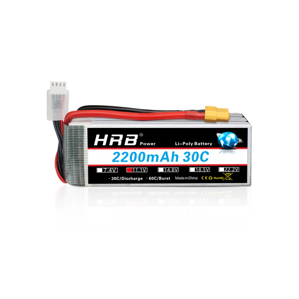 1/2PCS HRB 11.1V 2200mah Lipo Batterij 3s RC Lipo 30C Met XT60 connector T plug XT60-T Voor RC Auto Vrachtwagen tack Vliegtuig fpv drone