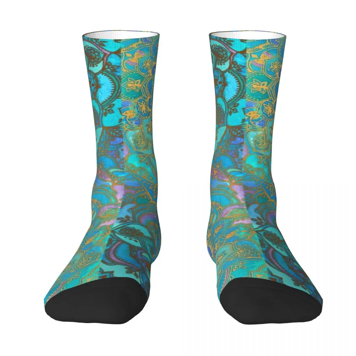 Sapphire & Jade Stained Glass Mandalas Socks Heating sock custom sports Mens Socks Women's