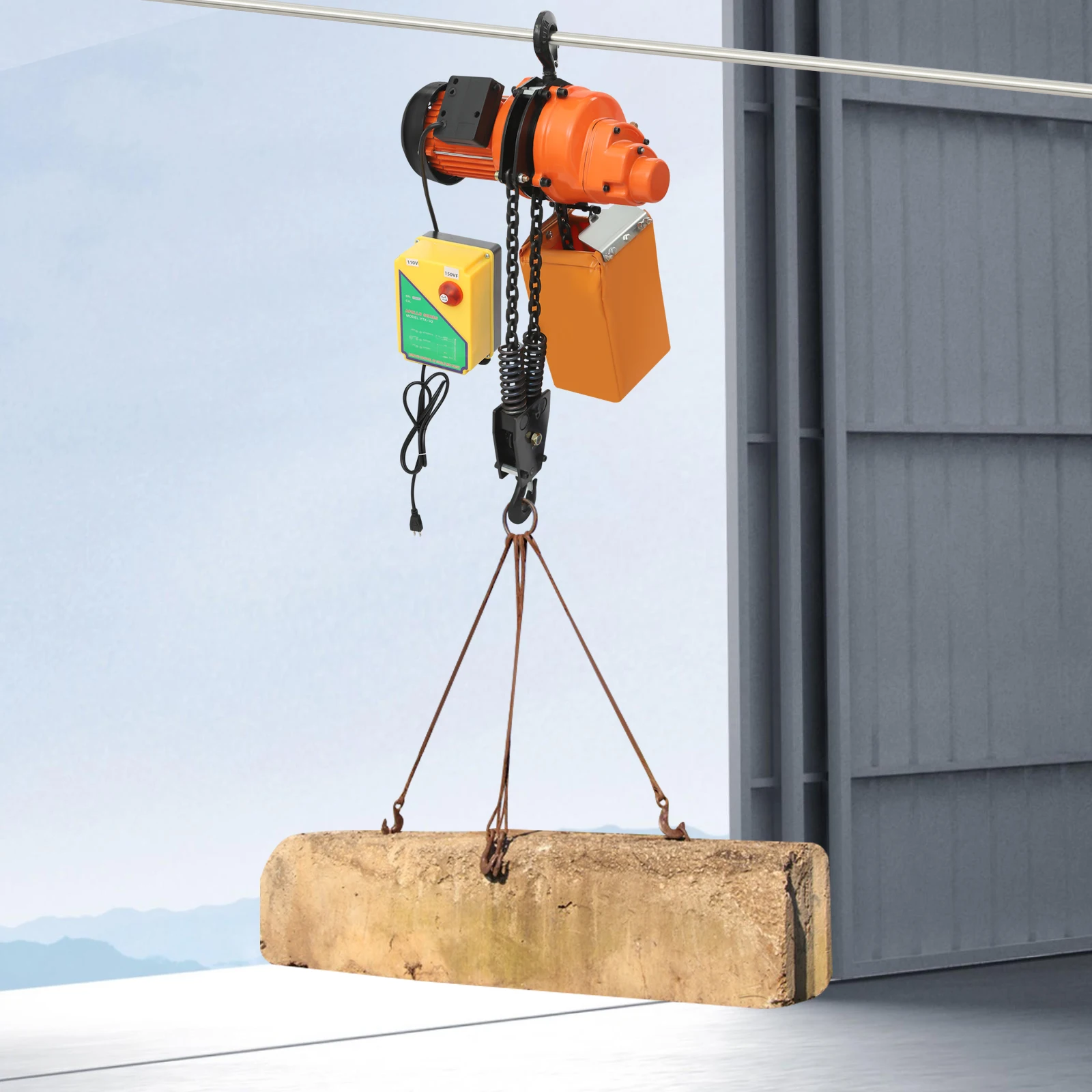 Electric Hoist with Wireless Remote Control 44*20.5*58cm 1300W Electric Hoist 500kg Lifting Capacity for Workshops/Warehouses