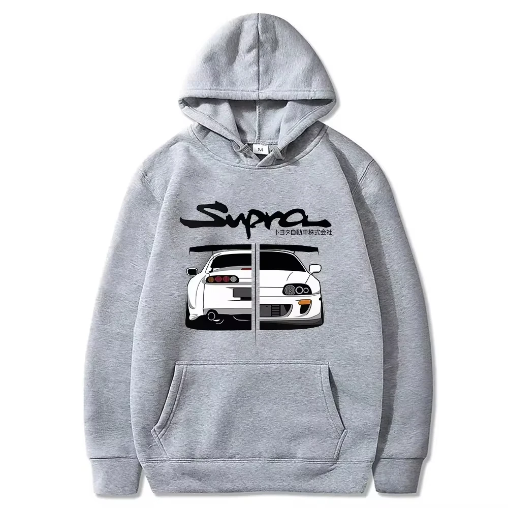 Manga Print Loose Casual Sweatshirt Initial D Supra Hoodies Long Sleeve Japanese Style Hooded Autumn Winter Fleece Pullover