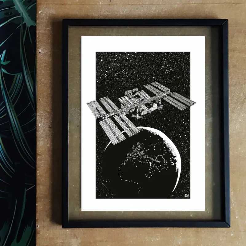 ملصق محطة الفضاء الدولية المركبة الفضائية القمرية لاندر ناسا الفني حائط لوح رسم الفن لغرفة المعيشة ديكور المنزل جدارية #2