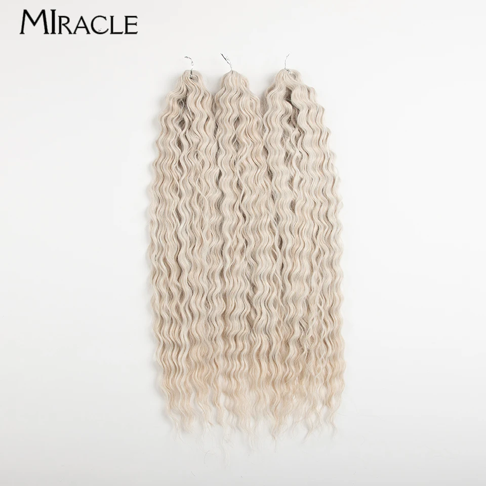 MIRACLE Ariel Crochet  Hair Synthetic Twist Crochet Curly Hair Extensions 22inch Water Wave Braiding Hair Ombre Blonde Hair