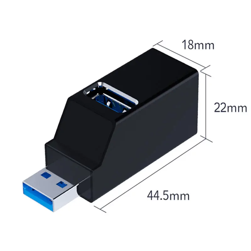 Concentrador USB 3,0 portátil, 3 puertos, transferencia de datos de alta velocidad, divisor USB para ordenador portátil, estación de acoplamiento de