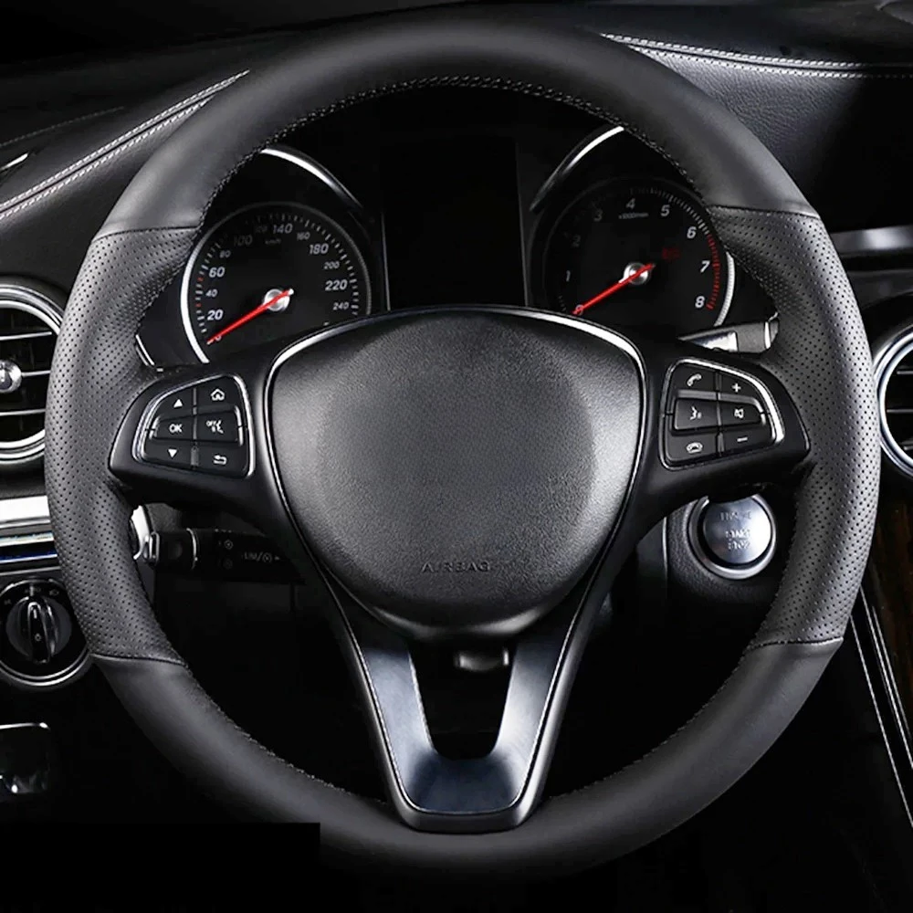 

DIY Black Faux Leather Car Steering Wheel Cover For Mercedes-Benz C200l Glc 260 Gla200 E300 Steering Wheel Cover