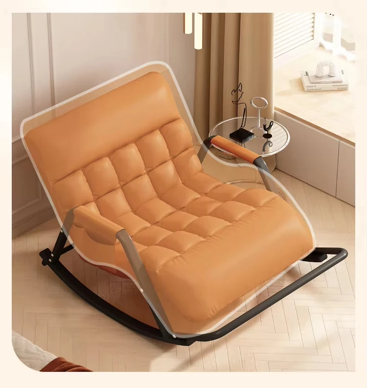 #Ergonomic Modern Leisure Metal Swing Recliner with Soft  for Home Office Living Room Bedroom Hotel Use