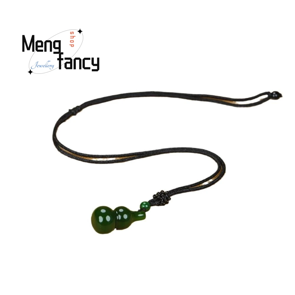 Natuurlijke Hetian Jade Spinazie Groene Jaspis Kalebas Hanger Eenvoudige Retro Prachtige Mode-Sieraden Best Verkochte Luxe Kerstcadeaus