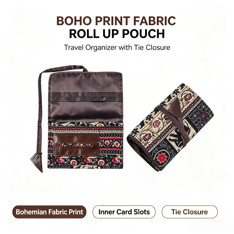 Soft Fabric Tobacco Pouch, Foldable Rope Closure Design, Household Storage for Pipe Enthusiasts Ethnic Retro Decor